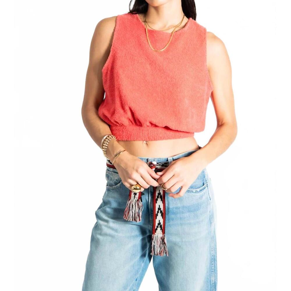 NEW MANTRA donny towel terry tank top in orange